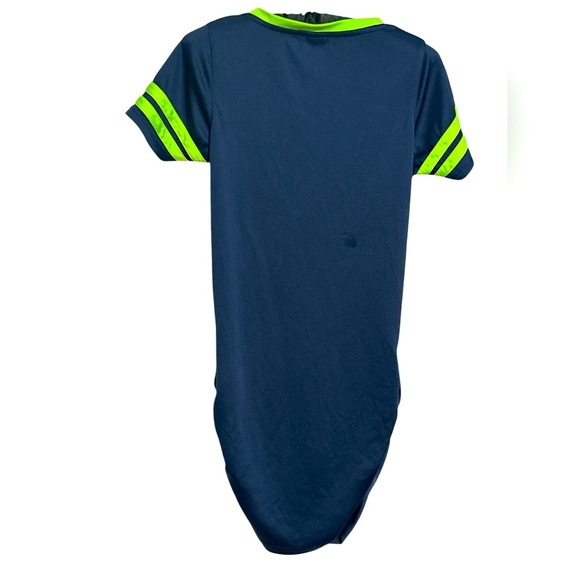 Lady 12 Seahawks Blue and Neon Green V-Neck Jersey Dress - Picture 2 of 6